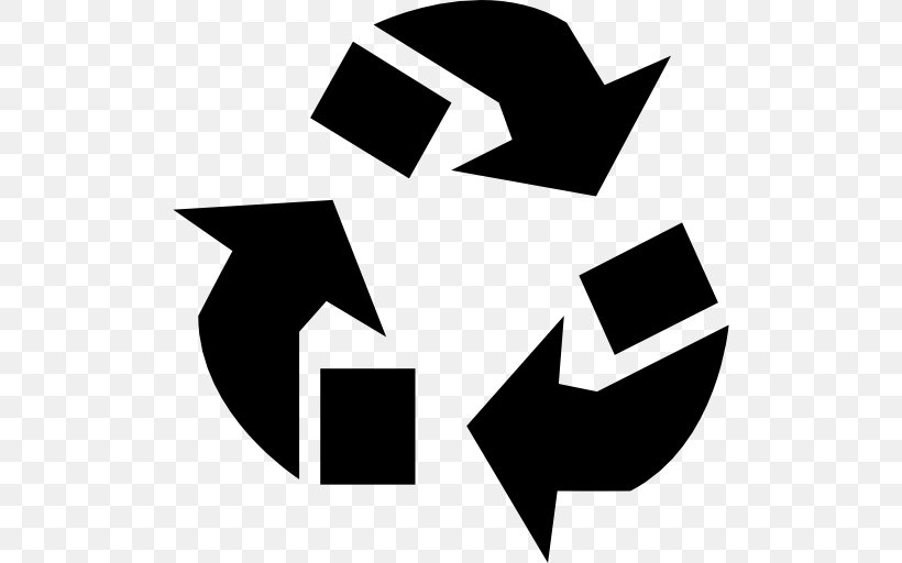 Recycling Symbol Arrow Triangle, PNG, 512x512px, Recycling Symbol, Area, Black, Black And White, Brand Download Free