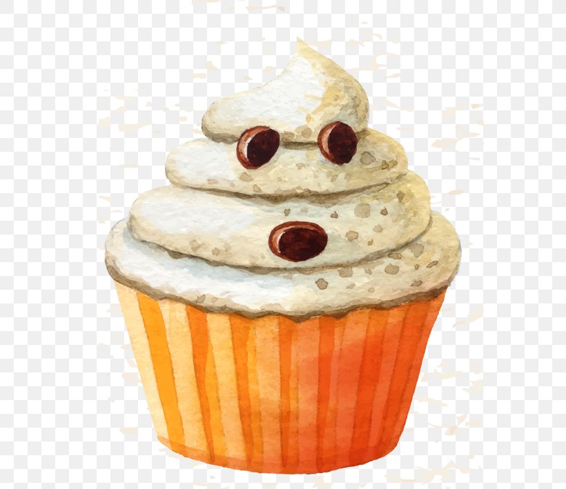 Cupcake Halloween Cake Watercolor Painting, PNG, 709x709px, Cupcake, Birthday, Buttercream, Cake, Cream Download Free