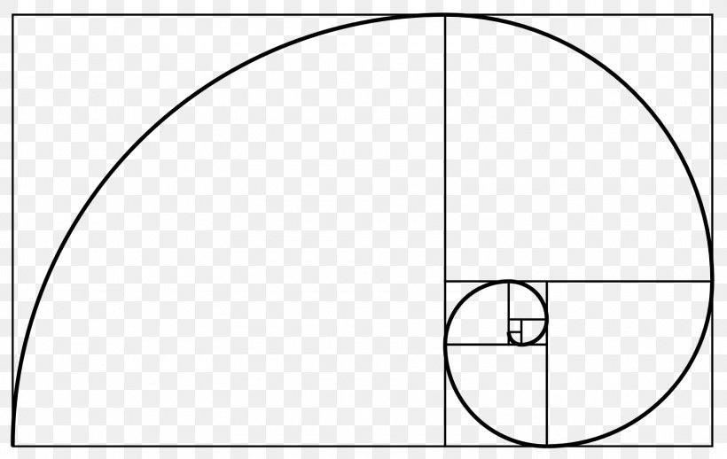 Fibonacci Number Golden Spiral Golden Ratio Sequence, PNG, 1600x1012px, Fibonacci Number, Arch, Area, Black, Black And White Download Free