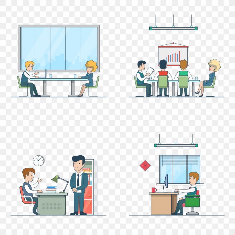 Flat Design Office Cartoon, PNG, 1559x1559px, Flat Design, Animation, Area, Cartoon, Comics Download Free