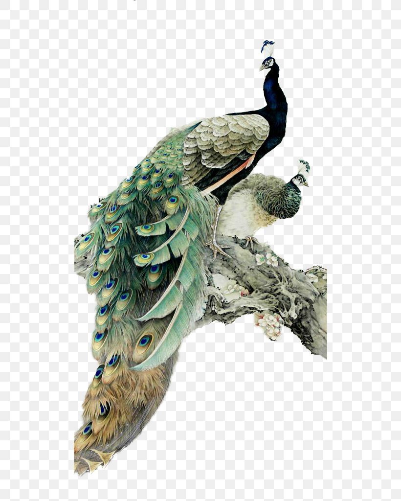Landscape Painting Chinese Painting Watercolor Painting Peafowl, PNG, 518x1024px, Painting, Abstract Art, Art, Beak, Bird Download Free