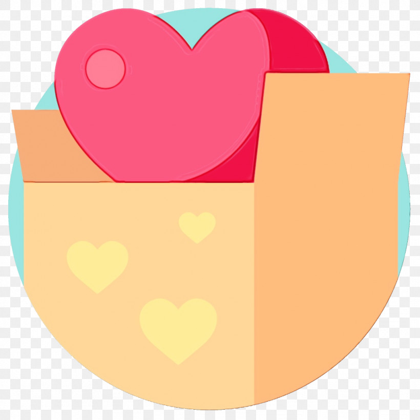 Heart Pink Yellow Love Heart, PNG, 1024x1024px,  Download Free