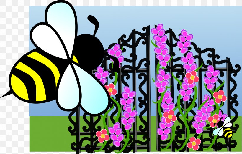 Bee Clip Art, PNG, 2400x1532px, Bee, Art, Brush Footed Butterfly, Butterfly, Flora Download Free