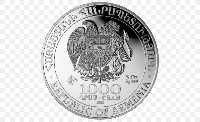 Noah's Ark Silver Coins Mount Ararat Armenia, PNG, 500x500px, Coin, Armenia, Badge, Black And White, Brand Download Free