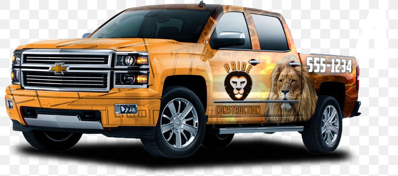 Chevrolet Silverado Wrap Advertising Car Pickup Truck Van, PNG, 800x363px, Chevrolet Silverado, Advertising, Automotive Design, Automotive Exterior, Automotive Tire Download Free