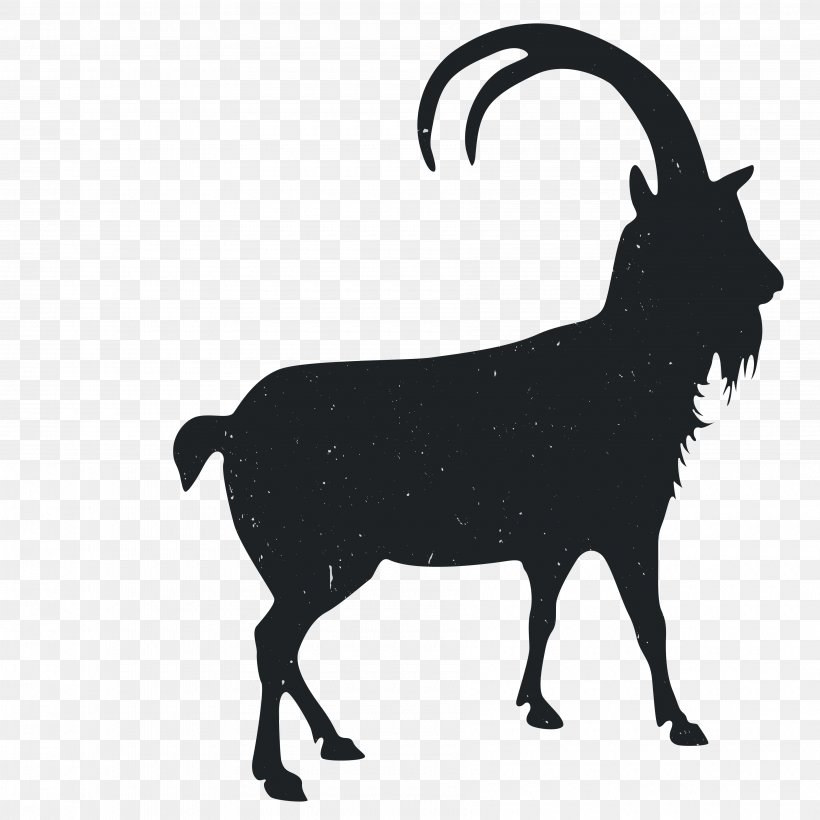 Goat Silhouette Black And White, PNG, 3600x3600px, Goat, Animal, Apple Inclined, Black And White, Cartoon Download Free