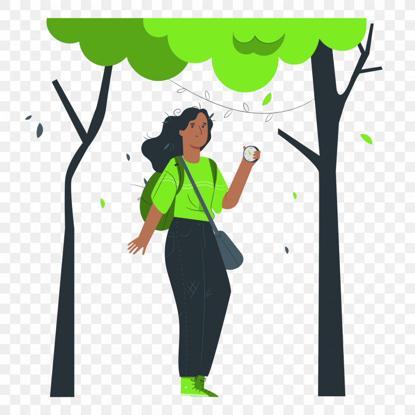 Cartoon Leaf Green Clothing Tree, PNG, 2000x2000px, Cartoon, Behavior, Biology, Clothing, Green Download Free