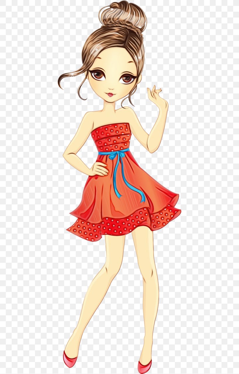 Girl Cartoon, PNG, 427x1281px, Watercolor, Cartoon, Clothing, Cocktail Dress, Costume Download Free