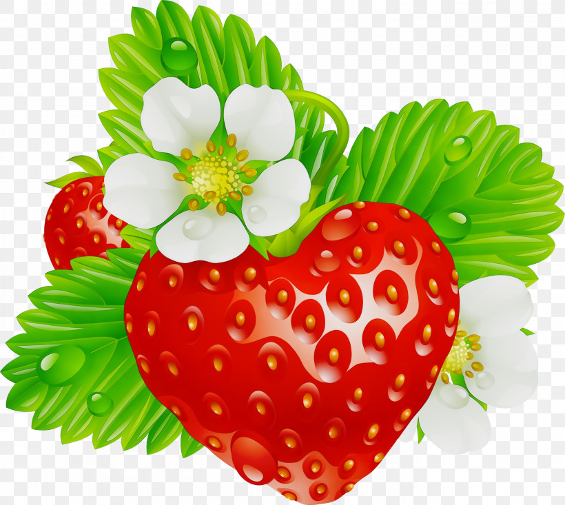 Strawberry, PNG, 2774x2480px, Watercolor, Fruit, Heart, Natural Food, Paint Download Free