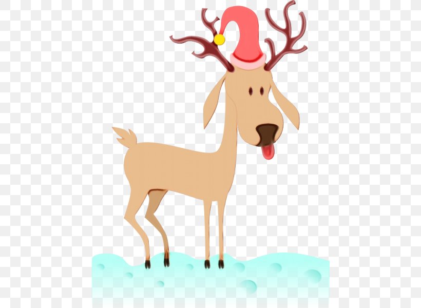 Reindeer, PNG, 464x600px, Watercolor, Antler, Cartoon, Deer, Fawn Download Free