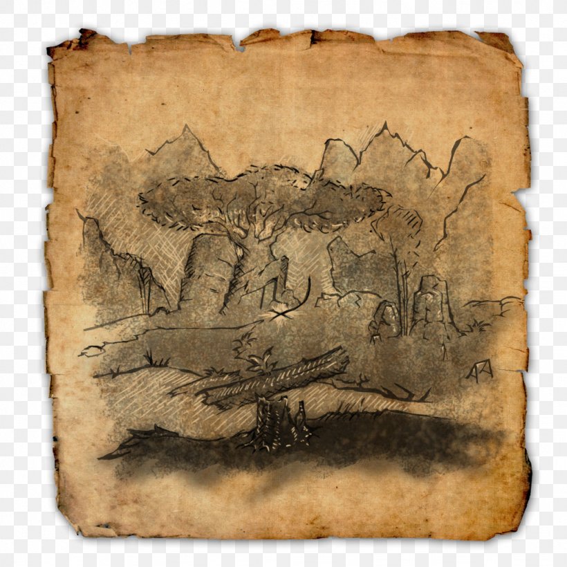 Treasure Map The Elder Scrolls Online Treasure Island, PNG, 1024x1024px, Watercolor, Cartoon, Flower, Frame, Heart Download Free