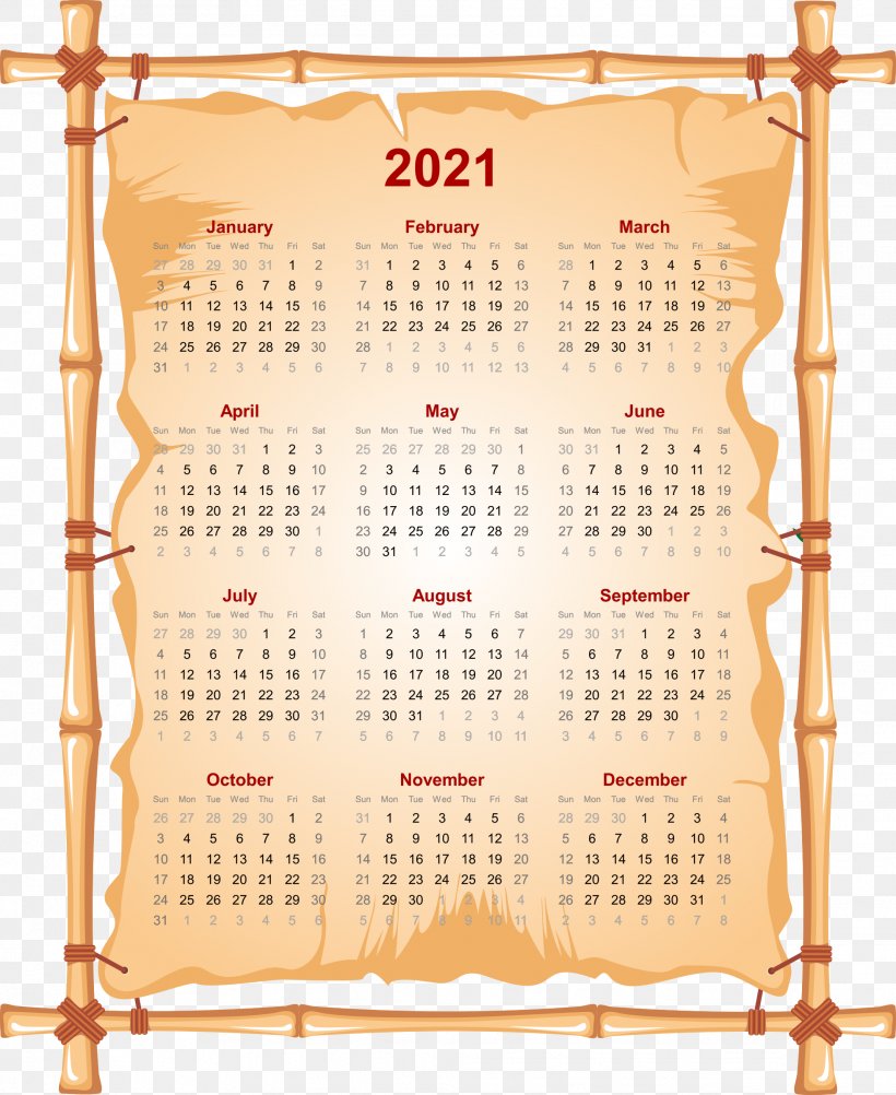 2021 Printable Calendar., PNG, 1964x2400px, Bamboo, Art, Calendar, Decorative Arts, Drawing Download Free