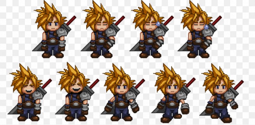 Cloud Strife Final Fantasy VII Sprite Video Game, PNG, 900x441px, 2d Computer Graphics, Cloud Strife, Action Figure, Android, Armour Download Free