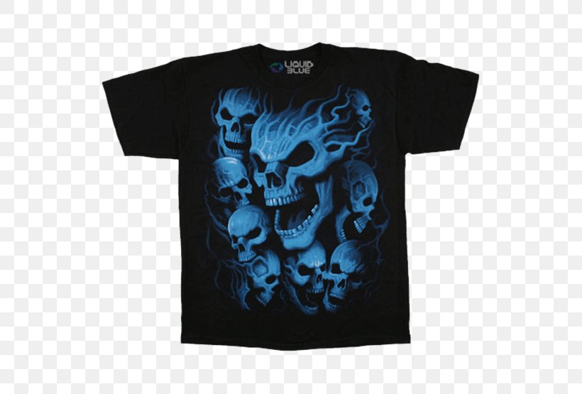 T-shirt Human Skull Symbolism Skeleton Skull Art, PNG, 555x555px, Tshirt, Airbrush, Black, Blue, Brand Download Free