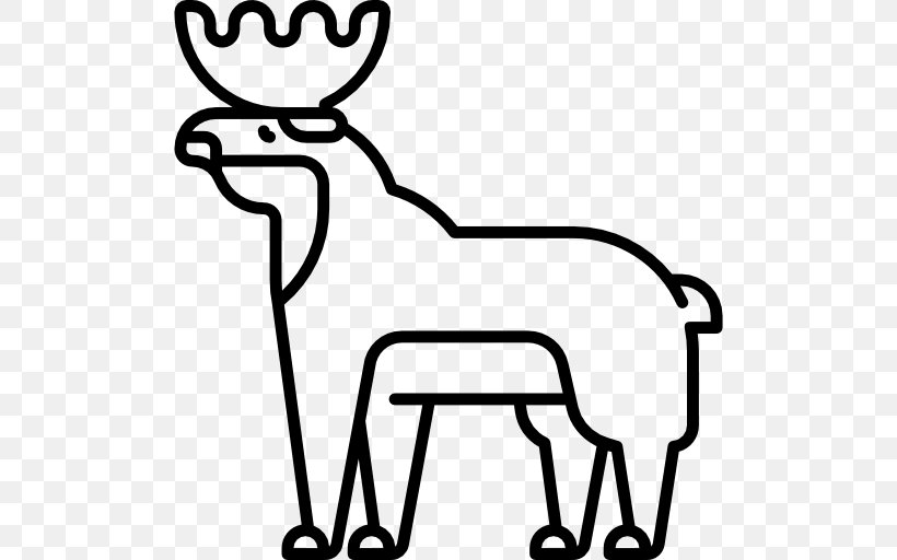 Reindeer Horse Animal Line Art, PNG, 512x512px, Reindeer, Animal, Area, Black And White, Cartoon Download Free