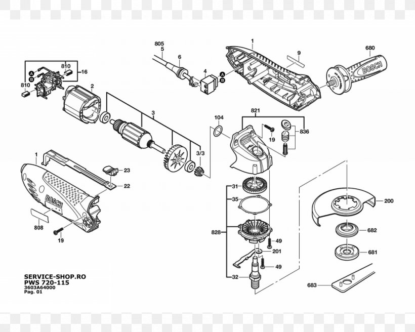 Angle Grinder Spare Part Grinding Machine Robert Bosch GmbH, PNG, 1000x800px, Angle Grinder, Auto Part, Bearing, Black And White, Brush Download Free