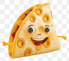 3d Cartoon Food - Smiling Cheese Taco Cartoon PNG