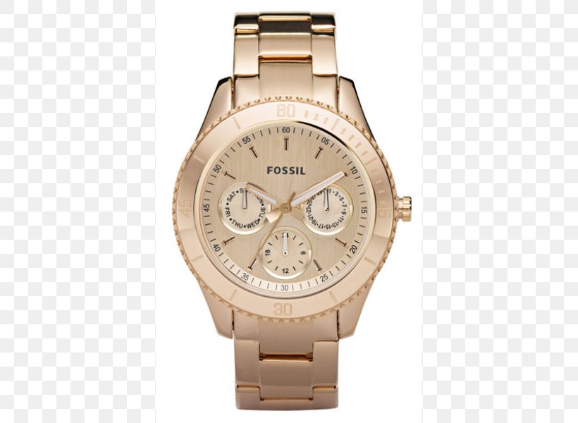 Watch Fossil Group Jewellery Gold Chronograph, PNG, 600x600px, Watch, Beige, Bracelet, Brand, Brown Download Free