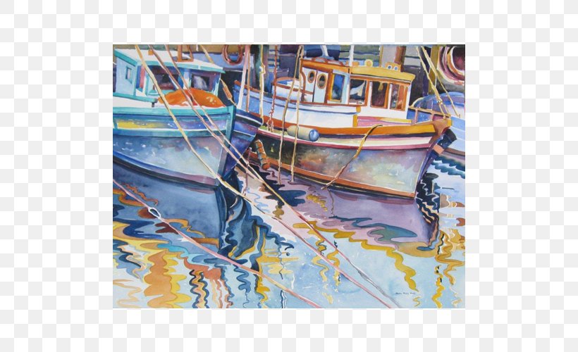 Watercolor Painting Fishing Vessel Fishermans Wharf, PNG, 500x500px, Painting, Art, Artwork, Bamboo, Boat Download Free