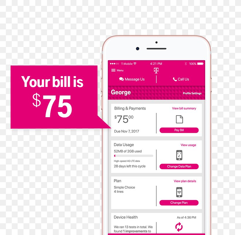 Smartphone T-Mobile US, Inc. Prepay Mobile Phone Customer Service, PNG, 800x800px, Smartphone, Brand, Customer Service, Iphone, Magenta Download Free