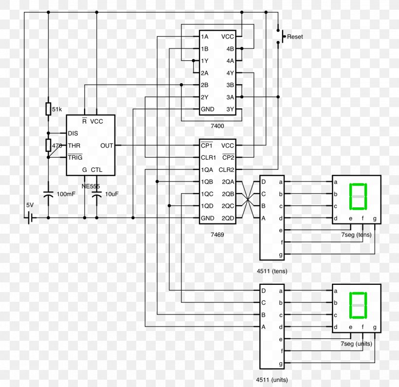 Counter Circuit Diagram Seven-segment Display Circuit Design Electronic Circuit, PNG, 1237x1200px, 555 Timer Ic, Counter, Area, Asynchronous Circuit, Binarycoded Decimal Download Free