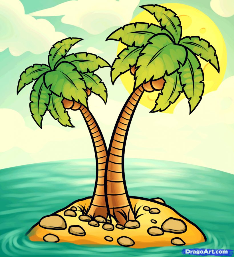 Drawing Desert Island Clip Art, PNG, 1059x1163px, Drawing, Arecales, Art, Branch, Cartoon Download Free