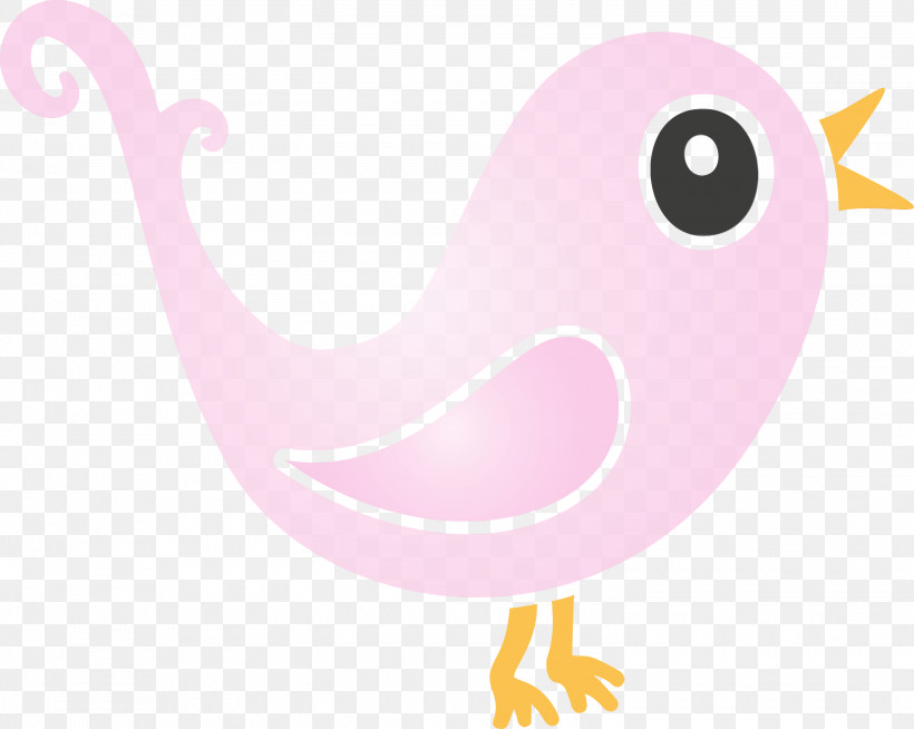 Pink Cartoon Bird Beak Water Bird, PNG, 3000x2393px, Cartoon Bird, Beak, Bird, Cartoon, Paint Download Free