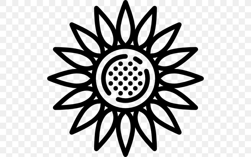 Common Sunflower, PNG, 512x512px, Common Sunflower, Black, Black And White, Flower, Line Art Download Free