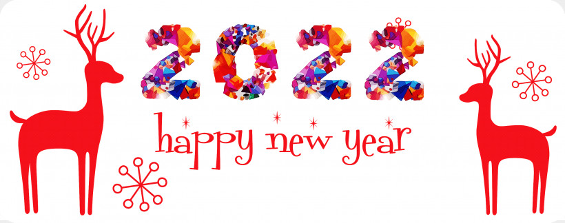 2022 Happy New Year 2022 2022 New Year, PNG, 3000x1186px, Reindeer, Deer, Giraffe, Happiness, Line Download Free