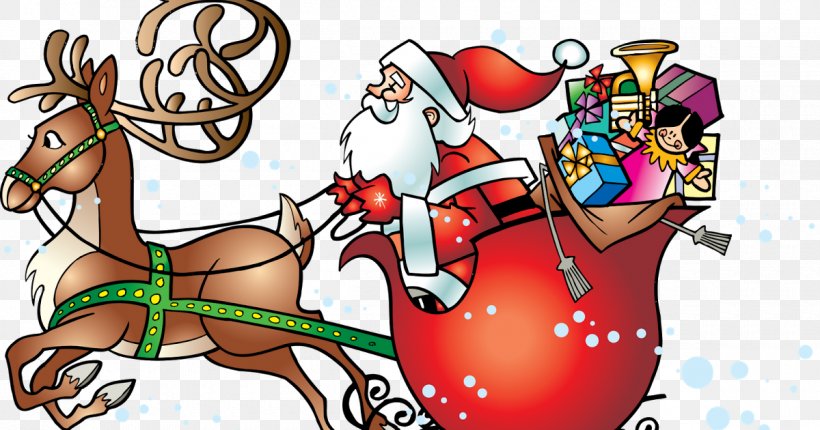 Santa Claus's Reindeer Père Noël Santa Claus's Reindeer Christmas, PNG, 1200x630px, Watercolor, Cartoon, Flower, Frame, Heart Download Free
