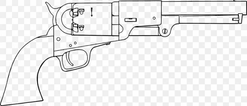 Trigger Firearm Colt 1851 Navy Revolver Colt's Manufacturing Company, PNG, 1000x430px, 45 Colt, Trigger, Air Gun, Artwork, Black And White Download Free
