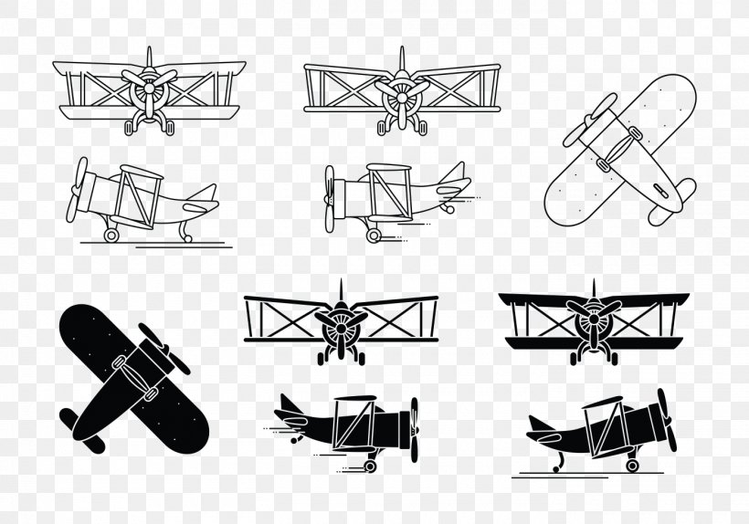 Airplane Biplane Fixed-wing Aircraft, PNG, 1400x980px, Airplane, Arm, Biplane, Black, Black And White Download Free