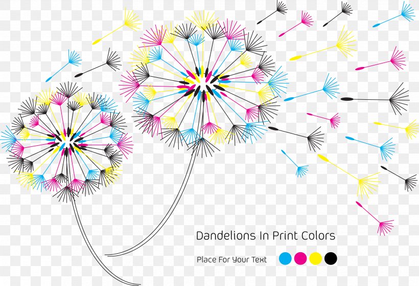 CMYK Color Model Euclidean Vector RGB Color Model, PNG, 3461x2363px, Cmyk Color Model, Cdr, Color, Dandelion, Floral Design Download Free