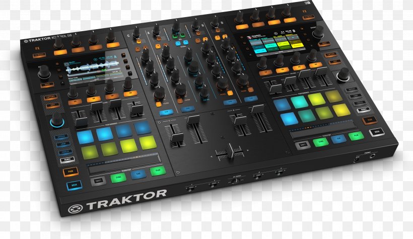 Traktor DJ Controller Native Instruments Disc Jockey Audio Mixers, PNG, 2500x1450px, Watercolor, Cartoon, Flower, Frame, Heart Download Free