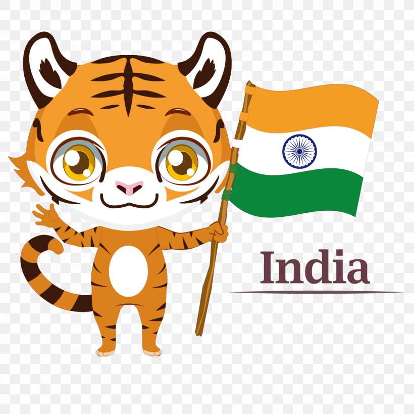 Bengal Tiger Flag Of India Illustration, PNG, 1600x1600px, Bengal Tiger, Big Cats, Carnivoran, Cartoon, Cat Download Free
