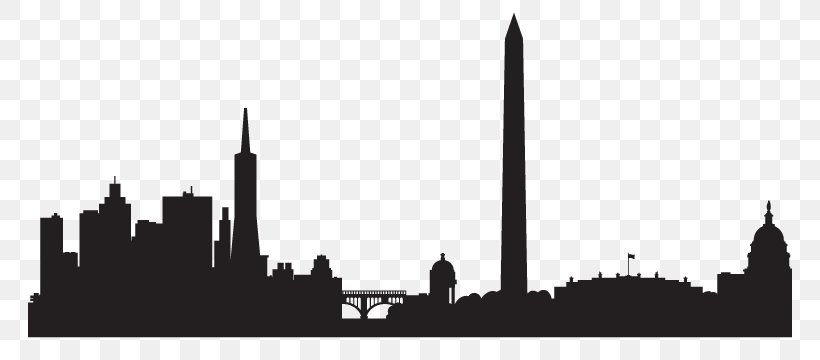 Skyline Silhouette Drawing Washington, D.C., PNG, 764x360px, Skyline, Black And White, City, Cityscape, Drawing Download Free