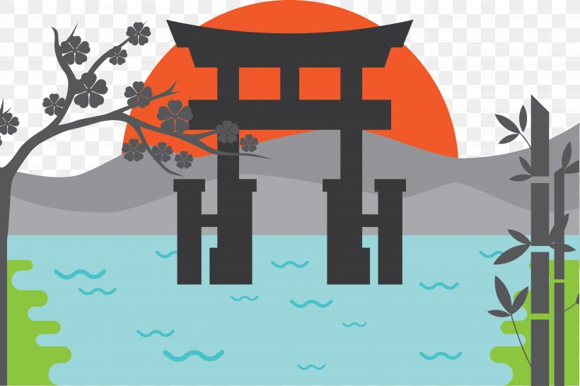 Itsukushima Shrine The Great Torii Illustration, PNG, 5838x3890px, Itsukushima Shrine, Brand, Chinese Temple, Gate, Illustration Download Free