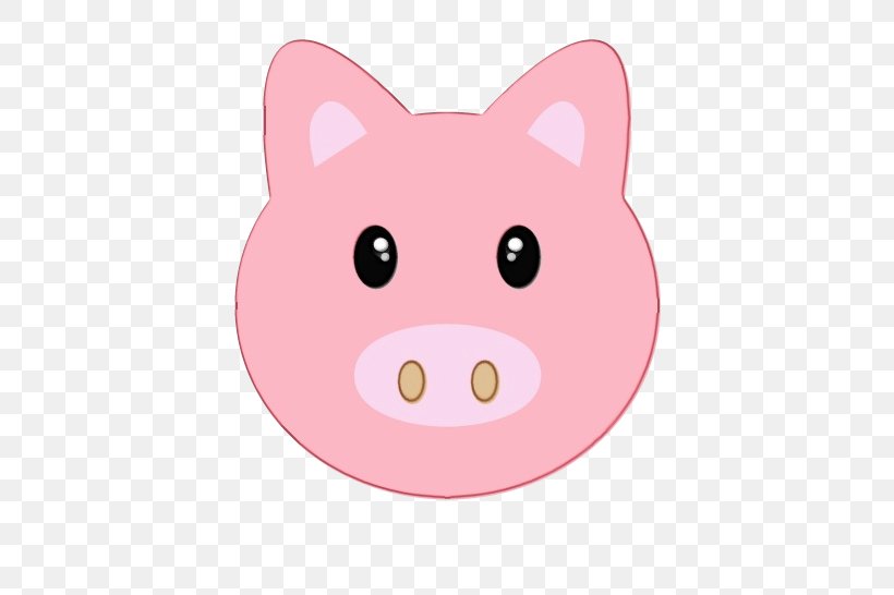 Pink Cartoon Nose Head Snout, PNG, 614x546px, Watercolor, Button, Cartoon, Head, Livestock Download Free