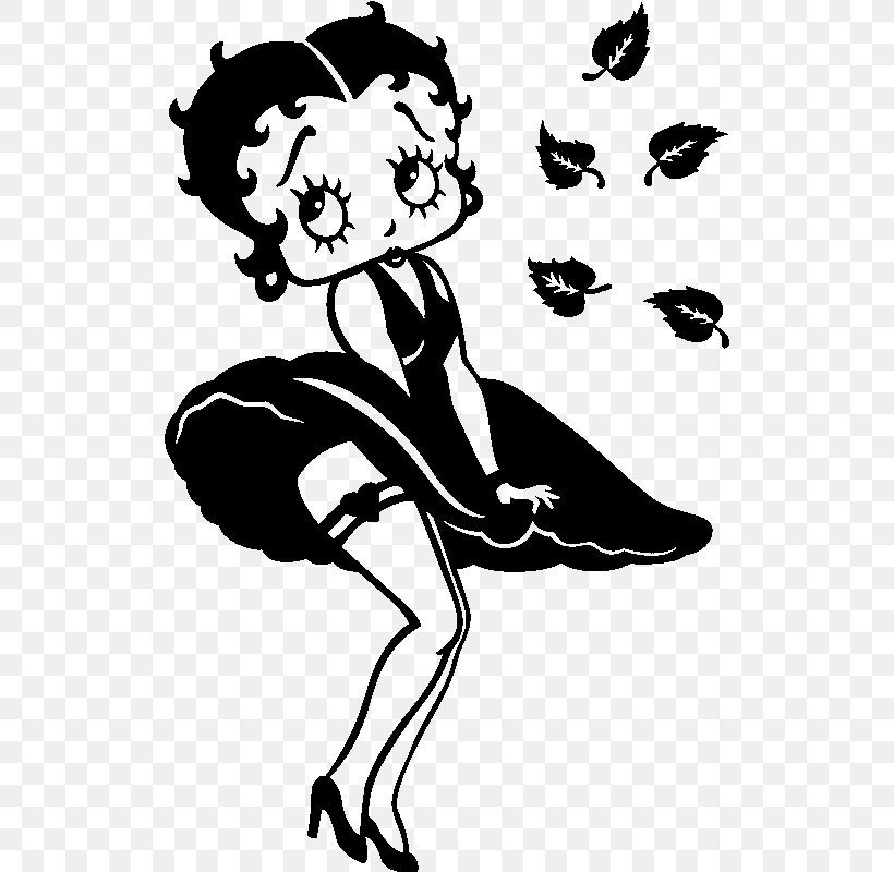 Betty Boop Silhouette Drawing Sticker Clip Art, PNG, 800x800px, Watercolor, Cartoon, Flower, Frame, Heart Download Free