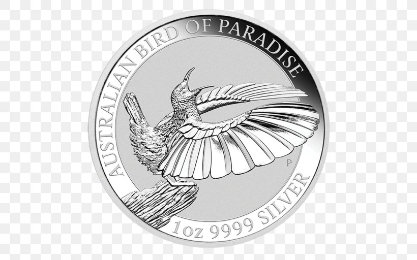 Perth Mint Bird-of-paradise Bullion Coin, PNG, 512x512px, Perth Mint, Australia, Bird, Birdofparadise, Black And White Download Free