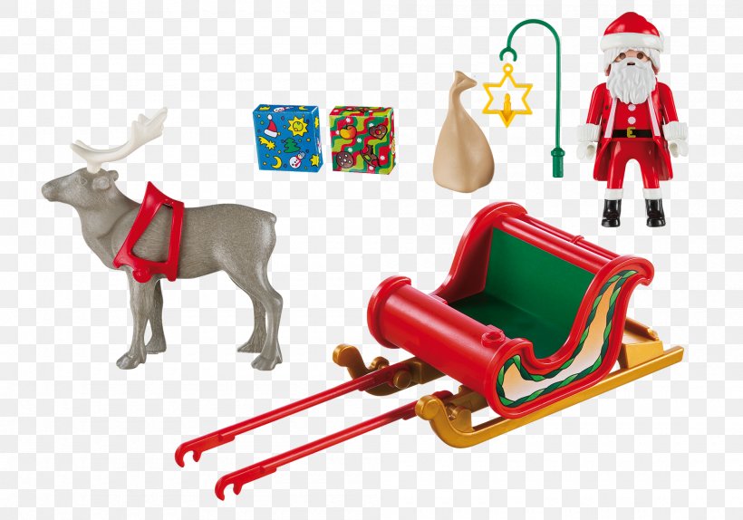 Reindeer Santa Claus Playmobil Christmas Sled, PNG, 2000x1400px, Reindeer, Animal Figure, Character, Christmas, Christmas Ornament Download Free
