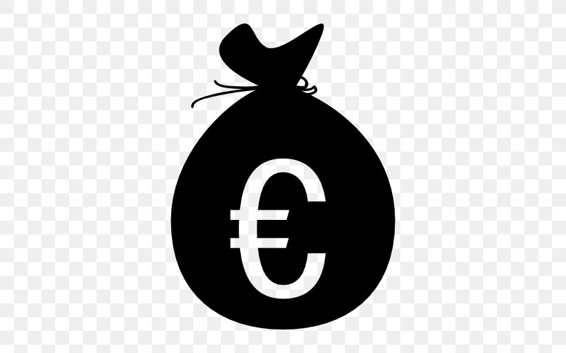 Money Bag Euro Finance, PNG, 512x512px, Money Bag, Bag, Black And White, Brand, Coin Download Free
