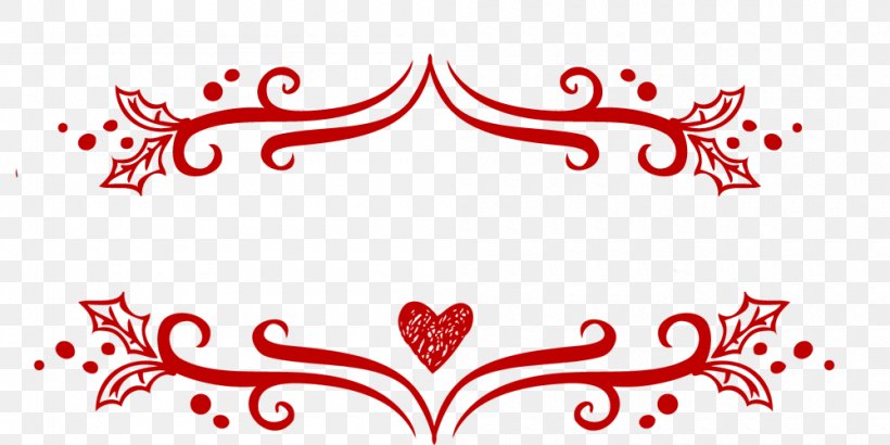 Christmas Decoration Red Lace Pattern, PNG, 1000x500px, Watercolor, Cartoon, Flower, Frame, Heart Download Free