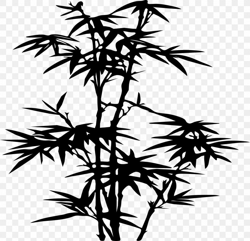 Bamboo Clip Art, PNG, 2400x2314px, Bamboo, Black And White, Branch, Drawing, Flora Download Free