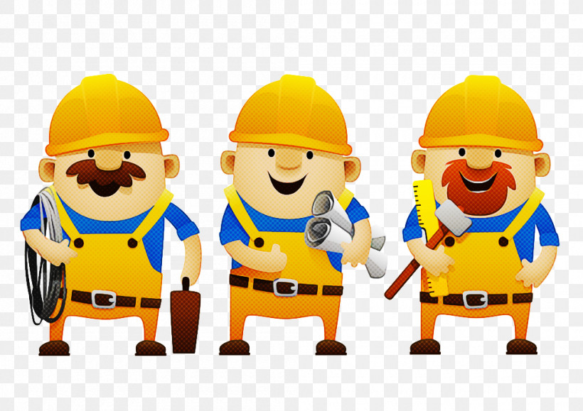 Cartoon Construction Worker Yellow Animation Personal Protective Equipment, PNG, 1000x707px, Cartoon, Animation, Construction Worker, Hard Hat, Headgear Download Free