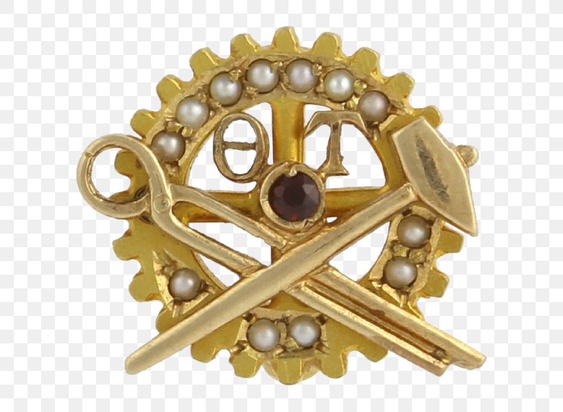 Theta Tau Brooch Fraternities And Sororities Honor Society Pledge Pin, PNG, 600x600px, Theta Tau, Beta Theta Pi, Brass, Brooch, Colored Gold Download Free