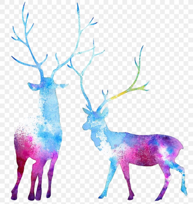 Reindeer Elk Moose Watercolor Painting, PNG, 1080x1143px, Deer, Antler, Art, Drawing, Elk Download Free