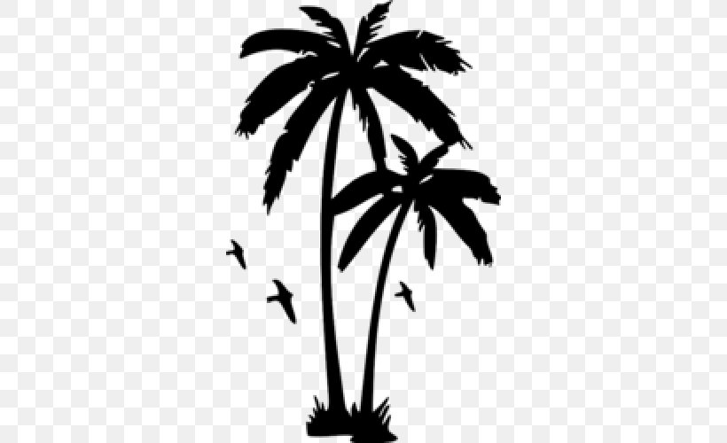 Wall Decal Arecaceae Tree, PNG, 500x500px, Wall Decal, Arecaceae, Arecales, Black And White, Branch Download Free