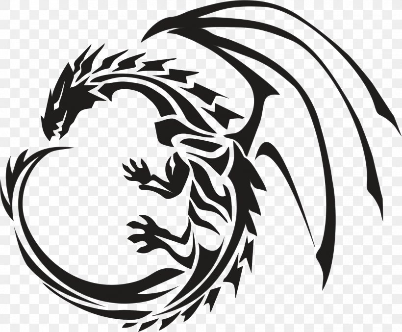 Dragon Tattoo Clip Art, PNG, 1828x1510px, Dragon, Art, Beak, Bird, Black And White Download Free