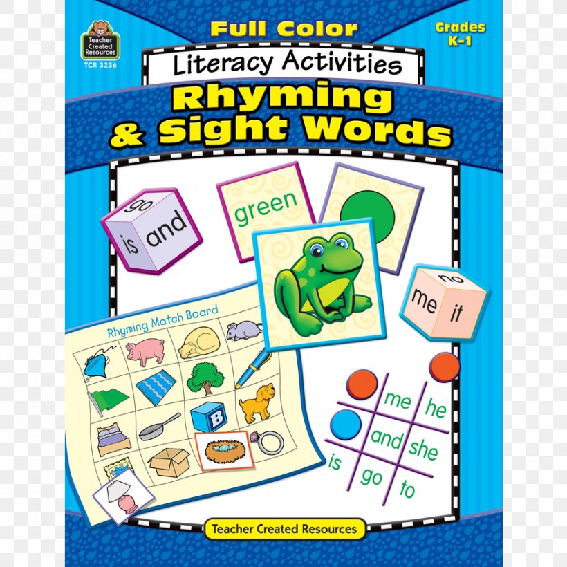 Full Color Literacy Activities Sight Words Kindergarten Rhyme, PNG, 900x900px, Literacy, Area, Color, First Grade, Game Download Free